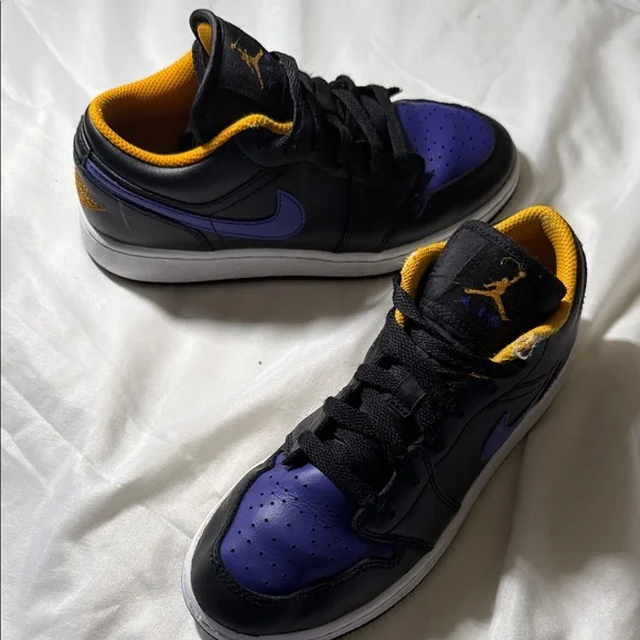 Nike Air Jordan Low Black, Purple and Yellow Sneakers Big Boy 4.5Y - Picture 3 of 8